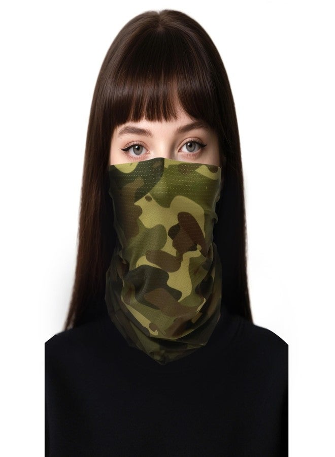 Bilymate Green Camo Cooling Neck Gaiter UPF 50+ Seamless Bandana, Breathable Mesh Holes Tube Headwear Bandana Headband for Men & Women - Image 1